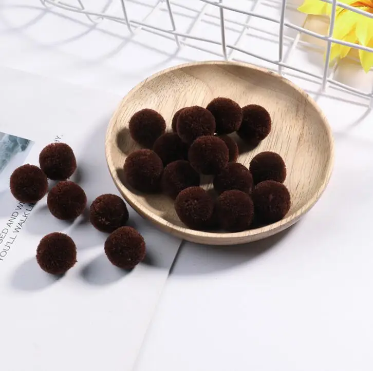 Coffee Plush Balls 100 шт цветные Вощеные помпоны из плюшевых шариков, украшение для свадебной вечеринки, пушистые Помпоны, Детские аксессуары для волос, серьги для рукоделия, скрапбукинга - Цвет: Coffee Plush Balls