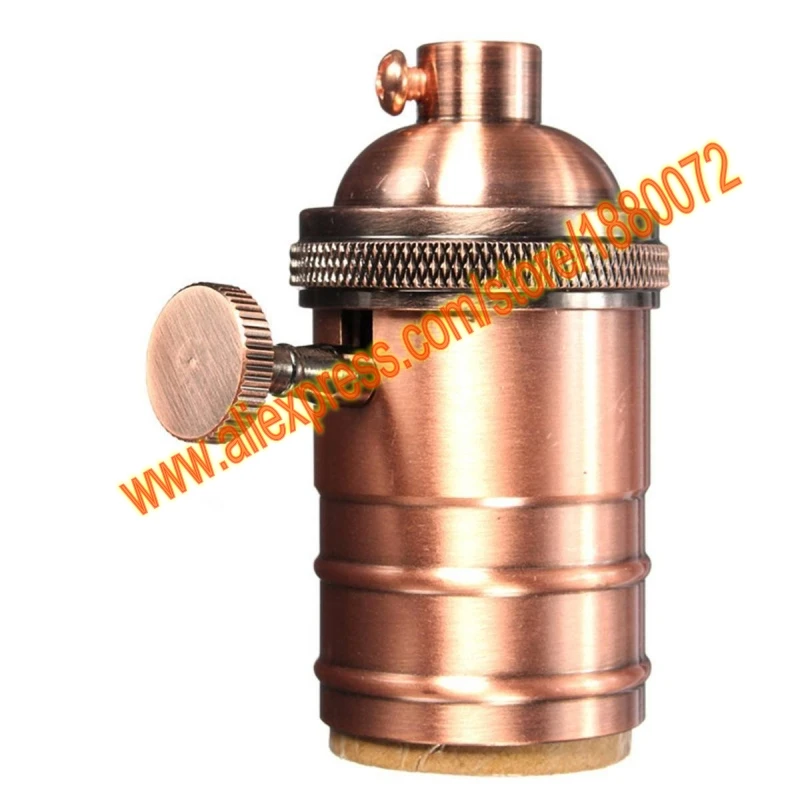 

E27 Retro brass knob switch Style Industrial Light Socket Vintage Edison Pendant lamp copper holder - Red bronze