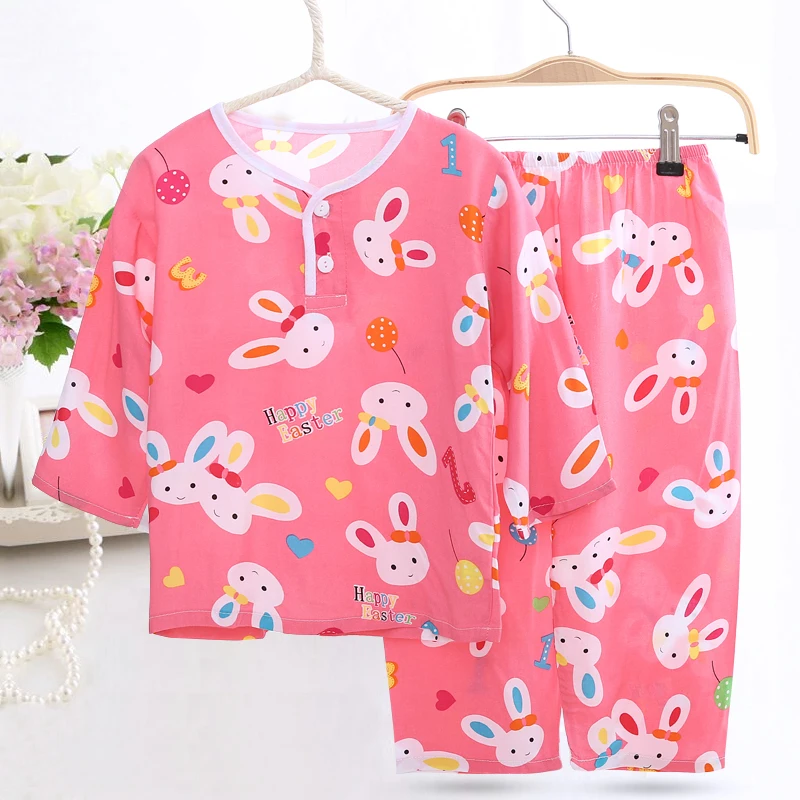 Детские пижамы длинные тонкие хлопковые для маленьких мальчиков и девочек