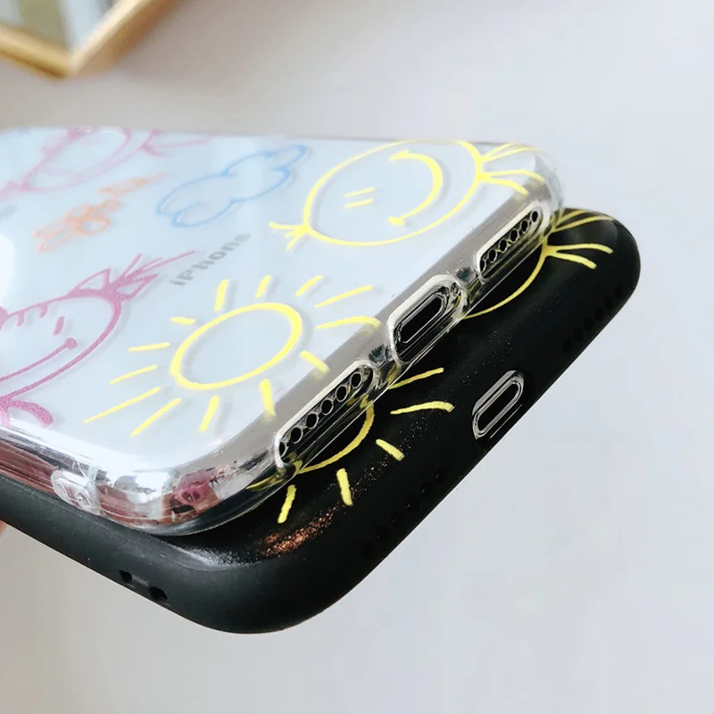 Pink Graffiti Phone Case For iPhone 7 7Plus Cases 8 8Plus X 6 6S Cute Cartoon Soft Silicone Transparent Cover Coque |