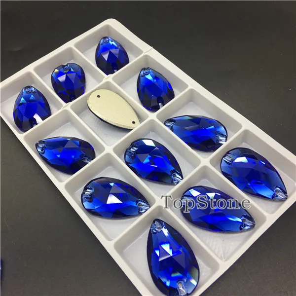 Sapphire TopStone 3230, все цвета, K9, стекло, кристалл, капля, пришивной камень, плоская задняя сторона, каплевидное шитье, кристалл, платье, изготовление одежды - Цвет: Sapphire