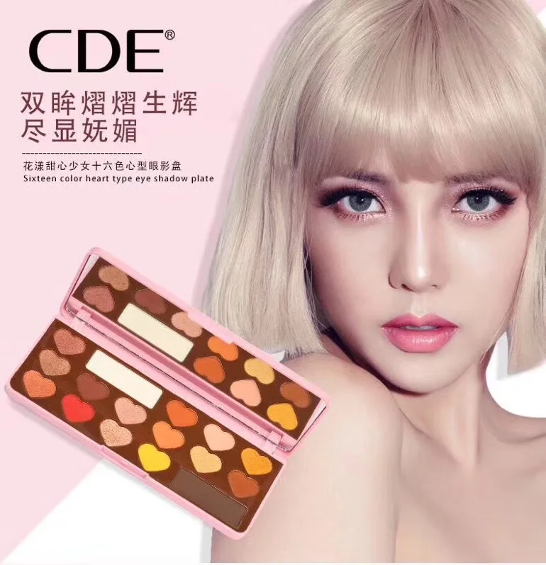 16 цветов палитра теней для век в форме сердца матовые блестящие мерцающие тени