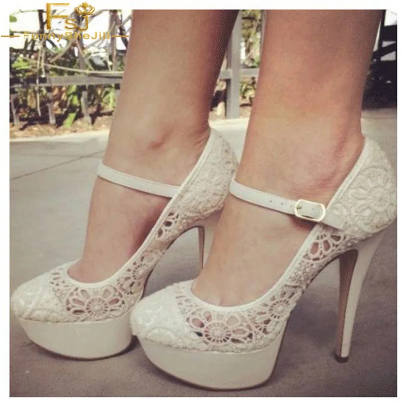 Летние туфли-лодочки FSJ с вышивкой и кружевной сеткой на шпильке для девушек