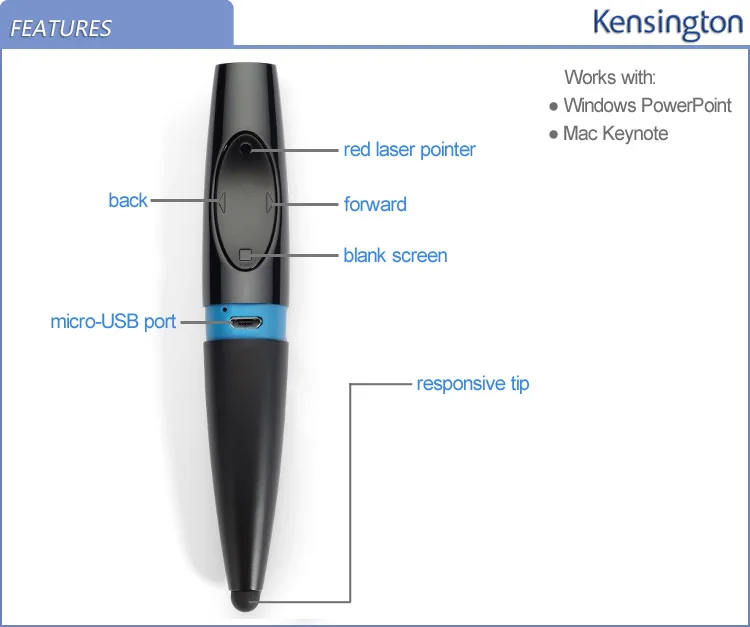 Kensington оригинальный Bluetooth Беспроводной Presenter с красной лазерной и планшет Стилусы