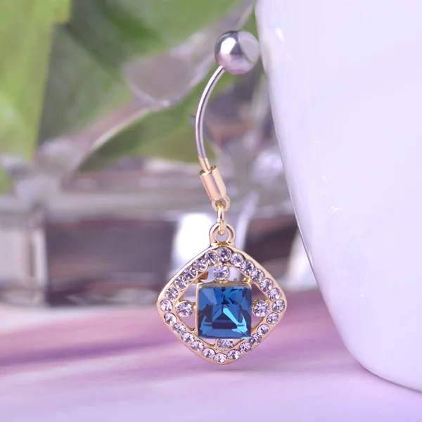 Кольцо для пирсинга живота из нержавеющей стали с камнем аксессуары кнопок 16G 1 2