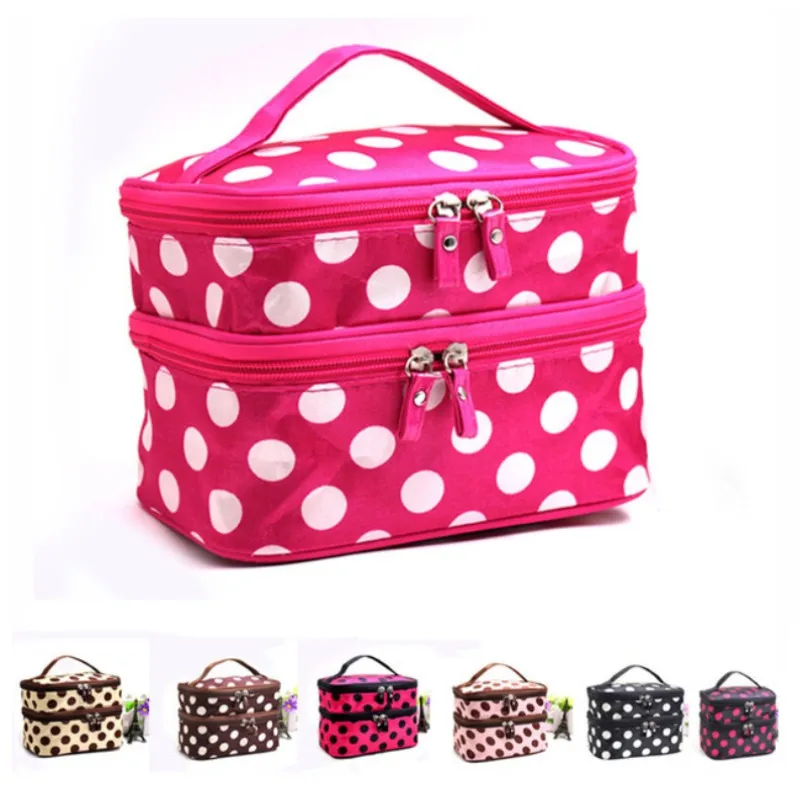 Женская двухслойная косметичка для макияжа складная дорожная сумка-Органайзер