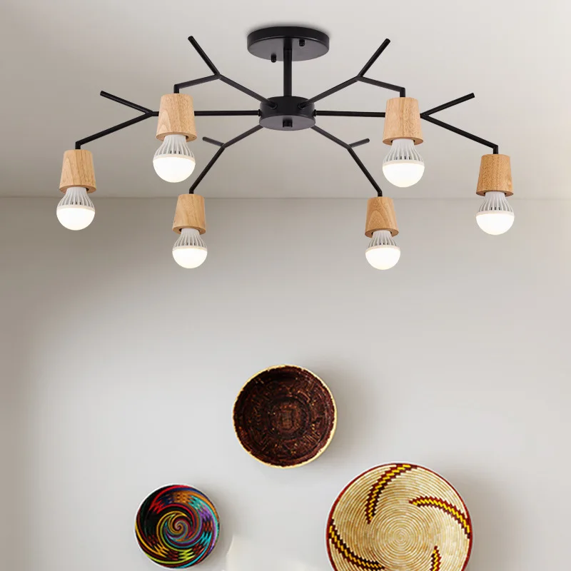 Современный скандинавский деревянный шар в стиле арт деко светодиодная черно