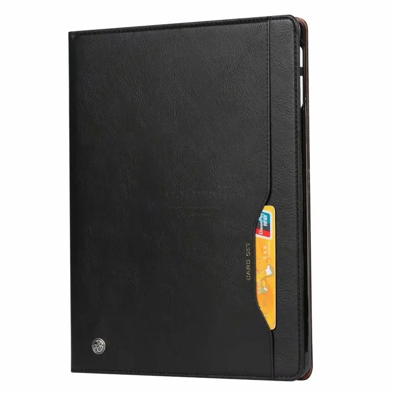 Black Роскошный винтажный замшевый кожаный смарт-чехол для Apple iPad 9,7 Чехол-кошелек с подставкой для карт Магнитный чехол-книжка классический флип-чехол - Цвет: Black