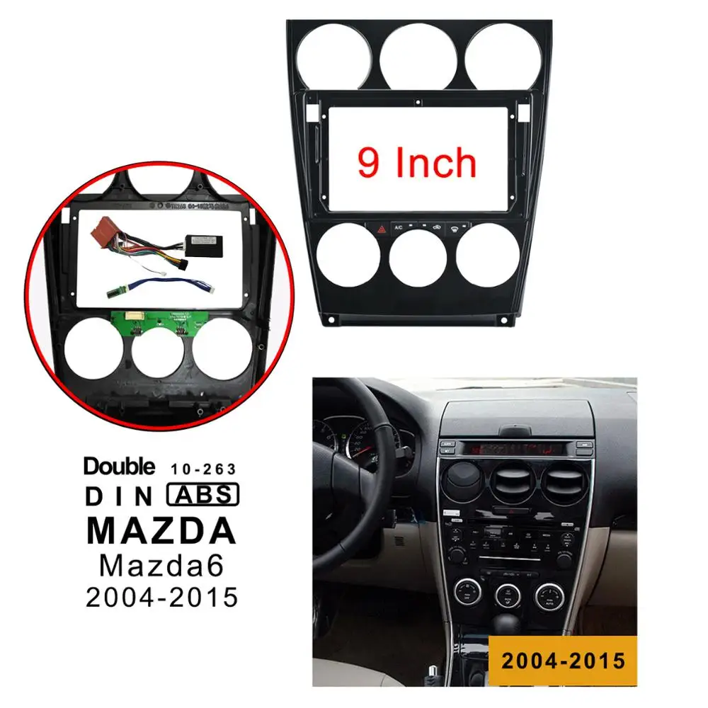9 дюймов 2din Автомагнитола фасции для Mazda 6 2004- стерео панель приборная панель установка двойной Din рамка CD DVD gps рамка