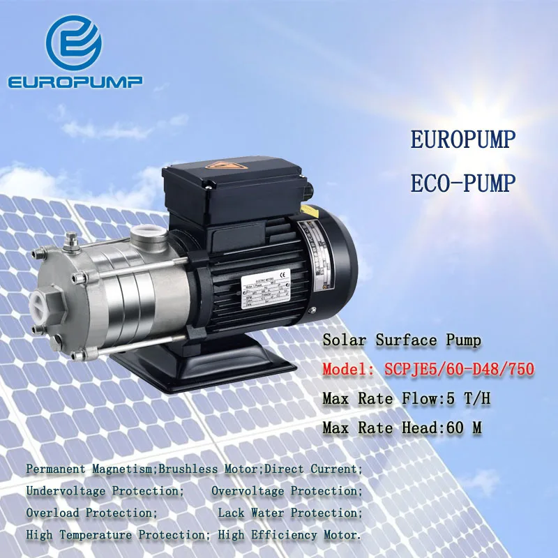 Модель EUROPUMP (SCPJE5/60 d48/750) горячая Распродажа Нержавеющее ситечко погружной 48 В DC