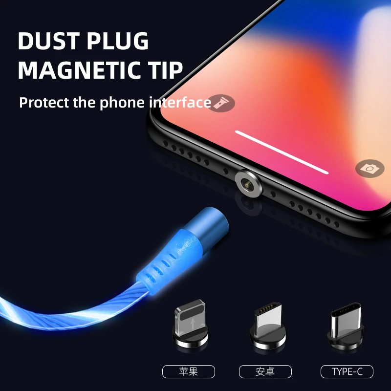 KingFriend Магнитный светодиодный светильник USB кабель передачи данных для быстрой зарядки зарядное устройство Micro USB кабель type C кабель для Xiaomi huawei iphone X
