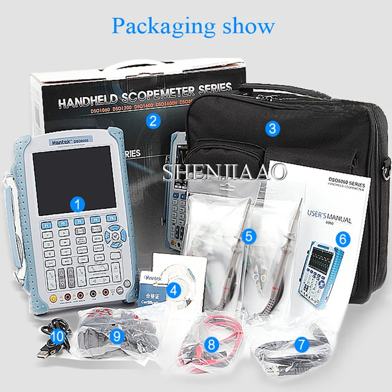 Новый Hantek DSO8060 Портативный Осциллограф портативный цифровой мультиметр