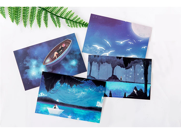 30Sheets/Set Slightly Self-luminous Looking for Light Luminous Card Postcard Greeting Message Card Christmas and New Year Gifts