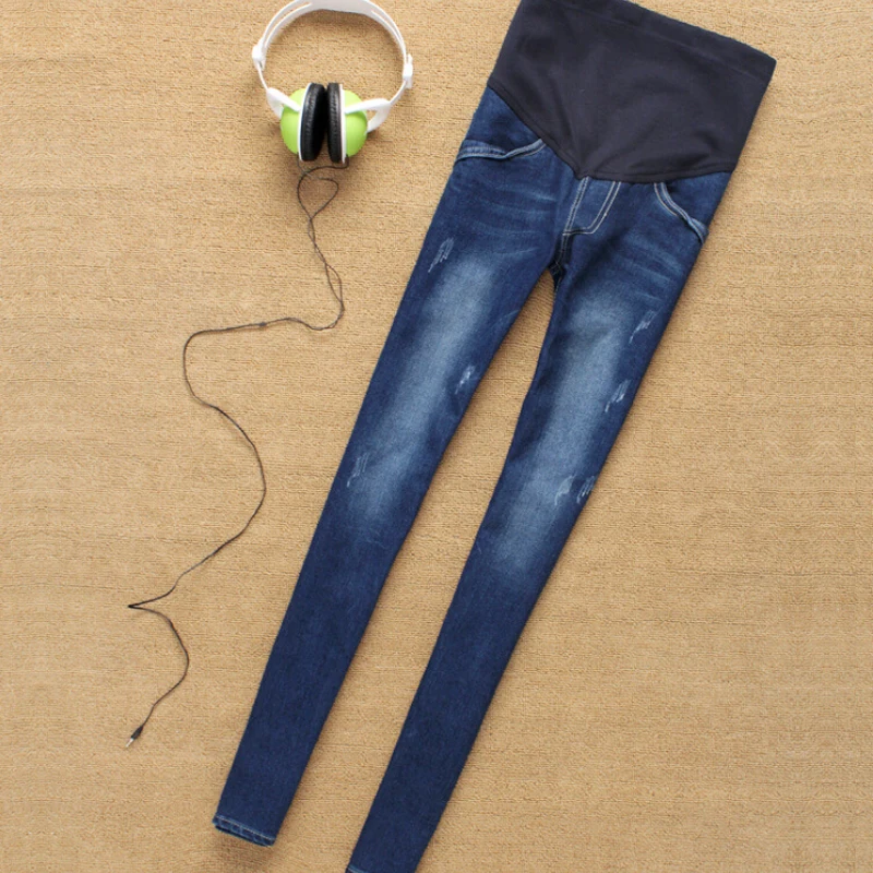 джинсы для беременных одежда Узкие прорезиненная тесьма на поясе деним