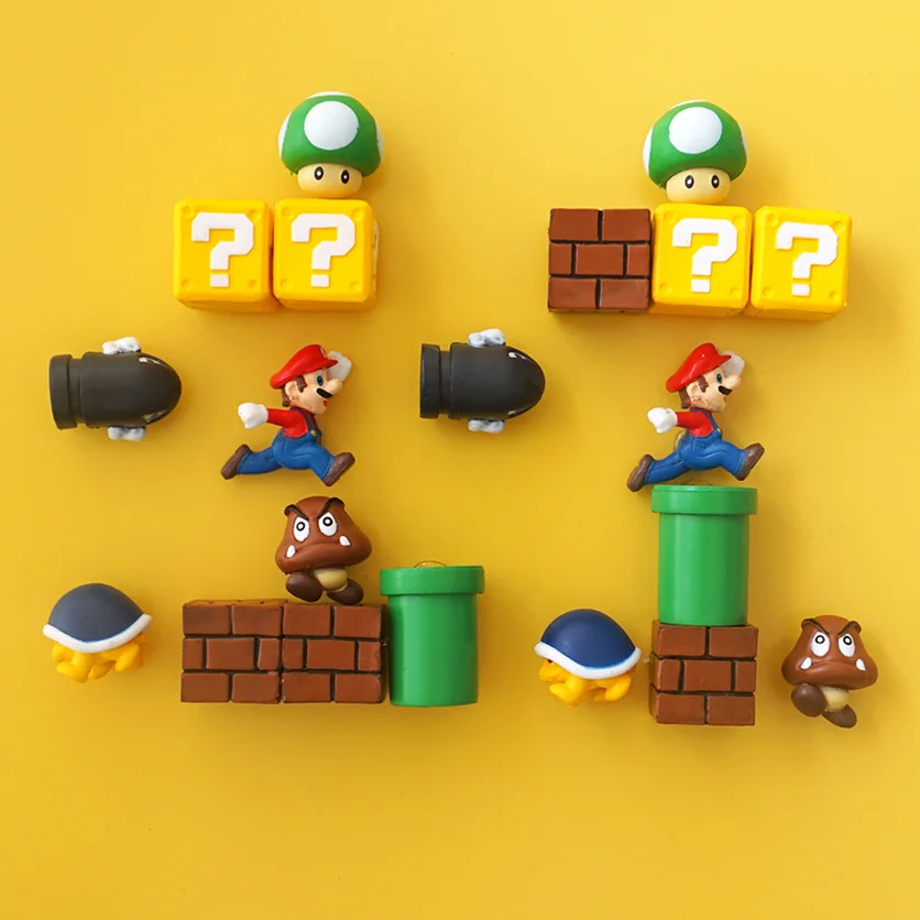10 шт. 3D Super Mario Bros. Магниты на холодильник стикер сообщений смешные девочки