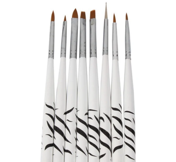 Бесплатная доставка 8 шт./компл. зебра маникюр щетки гелевые ногтей комплект