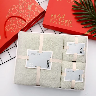1 Wedding Bath Towel 3piece Gift Box Set Moon Red Birthday Group Buy Back Gift Companion Gift Pure Cotton Custom Wholesale B6T673 - Цвет: 1