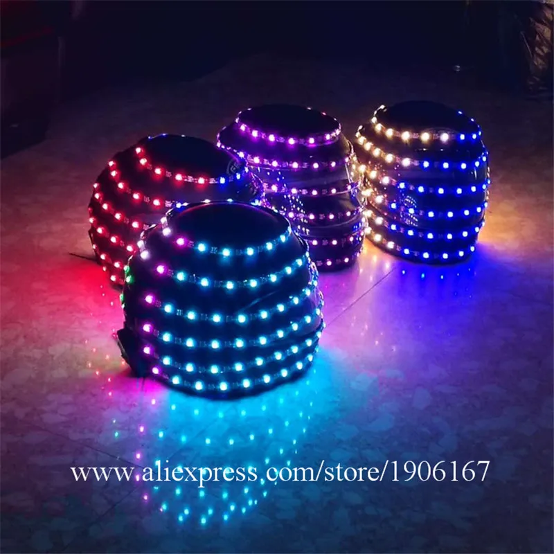 Полноцветный светодиодный светящийся робот шлем RGB LED растущий мигающий Хэллоуин