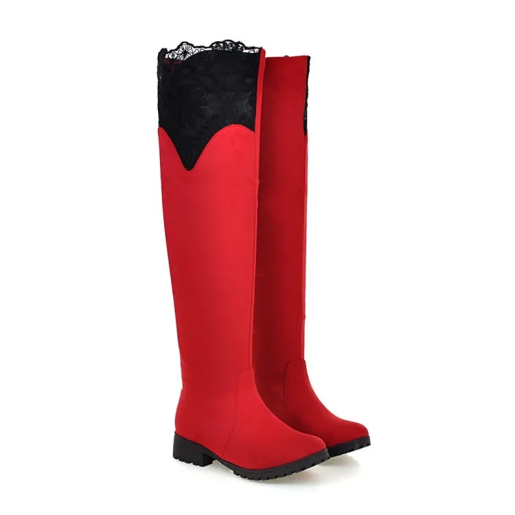 

Big Size 34-47 Over the Knee Boots for Women Sexy Low Heels Long boots Winter Shoes Round Toe Platform Knight Boots 912