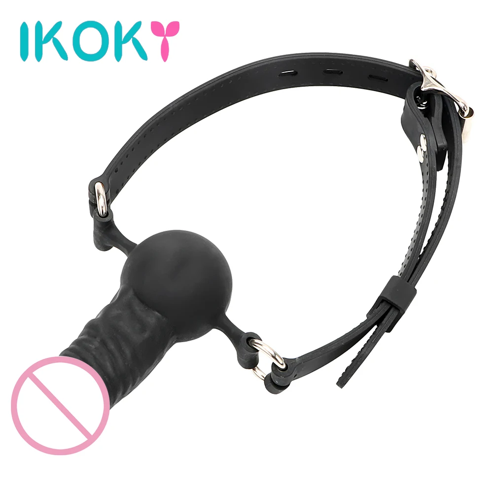 IKOKY Фетиш пенис кляп SM бандажная секс игрушка раб оральная фиксация с фиксирующей