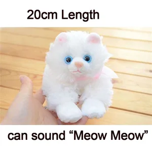7,8 дюймовая кавайная мягкая кошка, Имитация животных, игрушки для детей, детские куклы, плюшевая белая кошка, пухлая, Neko sound meow