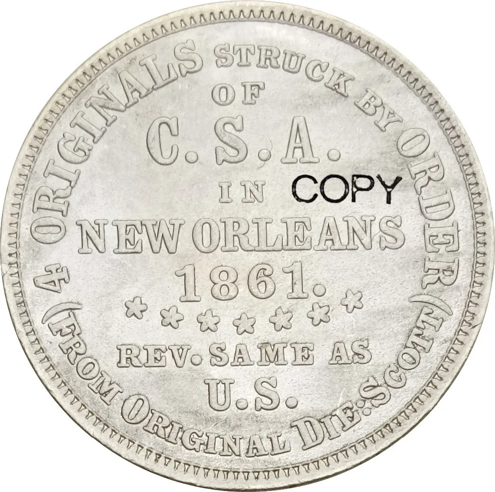 United States Confederate of America 1861 Scott Token Half Dollar Plated Silver Copy Coin | Non-currency Coins