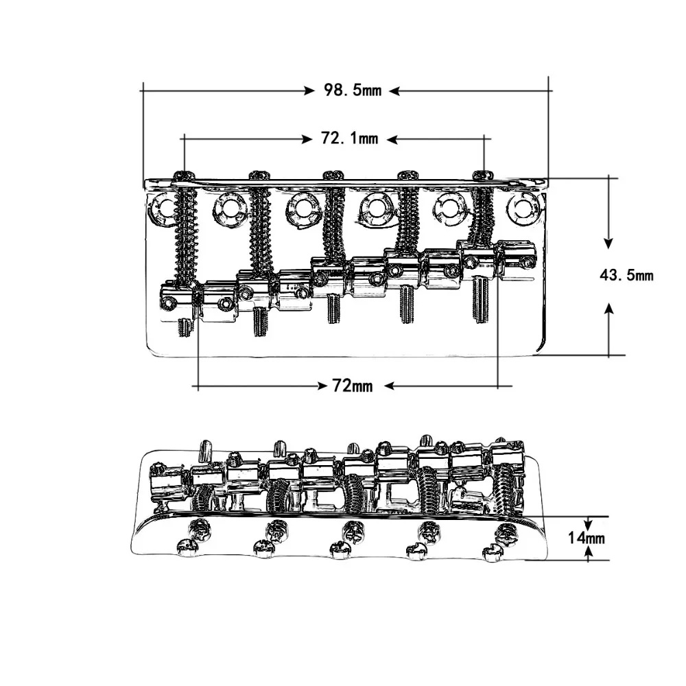 Новый Винтажный бас мост 5 струн хром с шестигранным гаечным ключом для