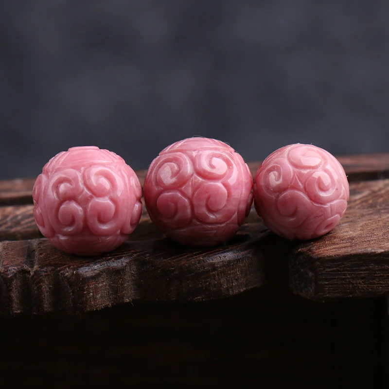 Rhodochrosite Круглый Резной розовый 10/12/14/16/18 мм для самостоятельного изготовления