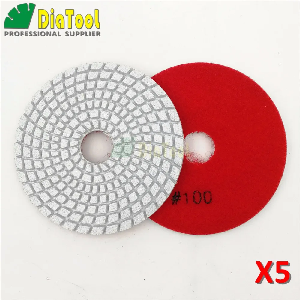 

SHDIATOOL 10pcs Dia 100mm/4" Grit 100# White Bond Diamond Flexible Wet Polishing Pad Marble Granite Spiral Type Sanding Disc