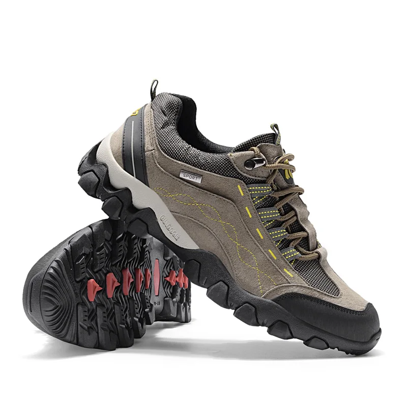 MANLI New Outdoor Leather Hiking Shoes For Men Shock Absorption Anti-skid Wear-resistant Camping Walking Trekking Sneaker | Спорт и