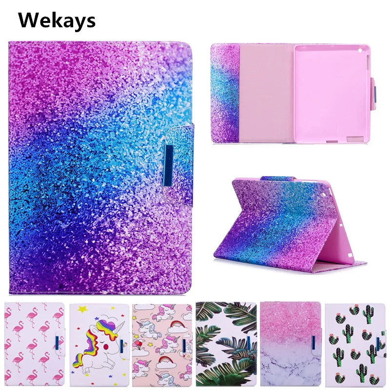 

Wekays Case for Apple IPad 2 3 4 Cute Cartoon Flamingo Unicorn PU Flip Leather Cover Case For iPad 2 ipad 3 ipad 4 model Capa