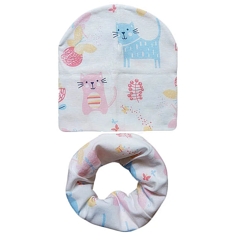 

Autumn Winter Cotton Baby Hats Scarf Set Star Print Children Hats Spring Baby Girls Hat Boys Neck Scarf Collar Kids Beanie Cap