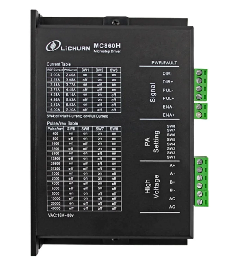 Гибридный Драйвер шагового двигателя NEMA34 2 фазы 48 В переменного тока 7 А MC860H для