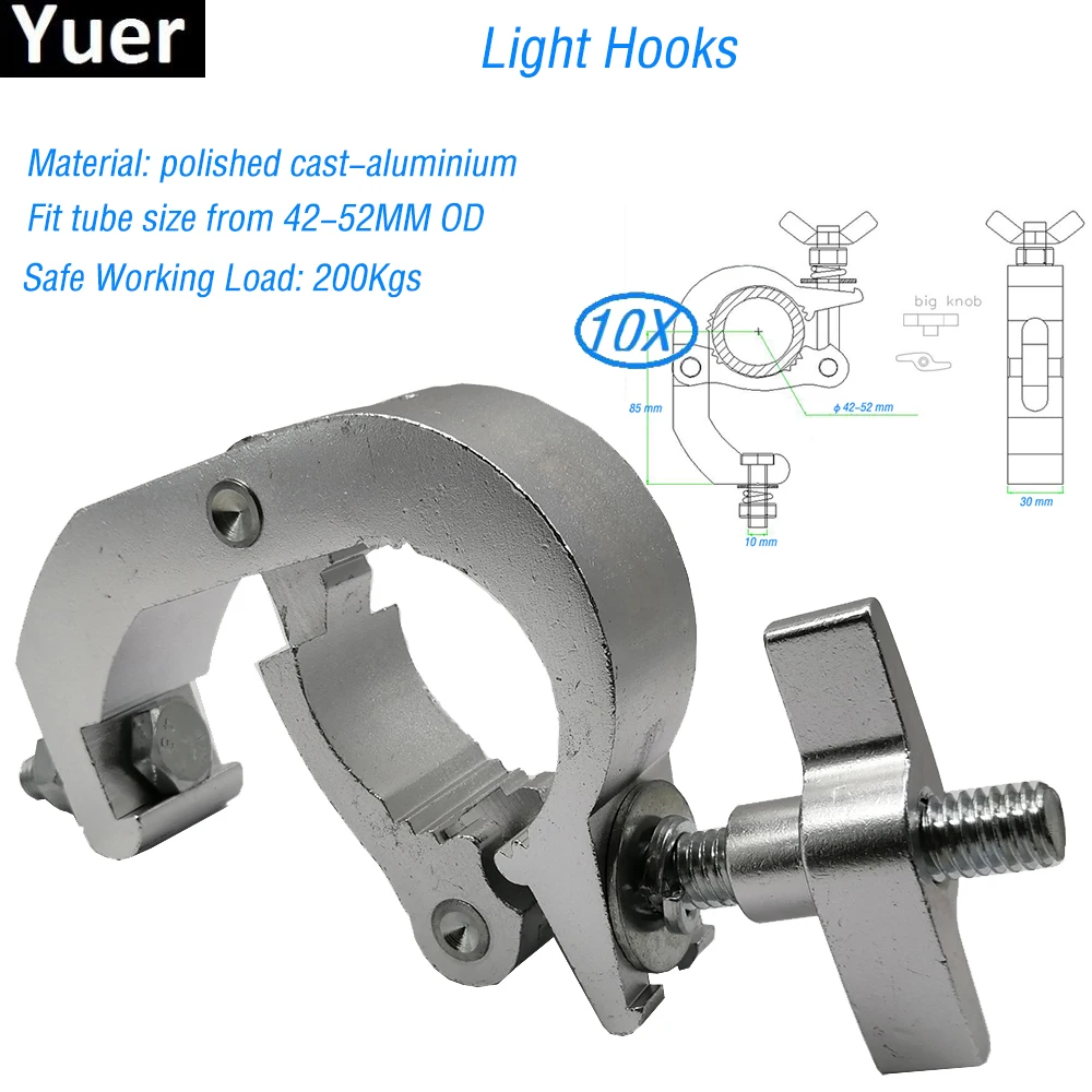 

10Pcs/Lot NEW Aluminium Light Hook Can Safe Working Load 200Kgs For LED Disco Stage Lighting LED Par Light And Moving Head Light