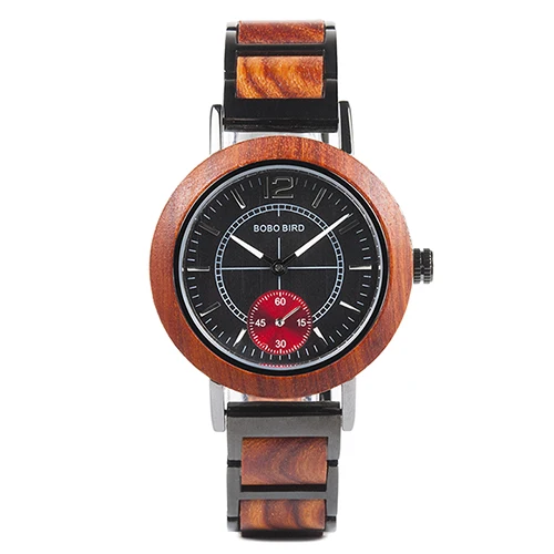 Les montres BOBO BIRD деревянные мужские часы лучший бренд класса люкс стильные женские кварцевые часы персонализированные подарки для пар - Цвет: 36mm Red