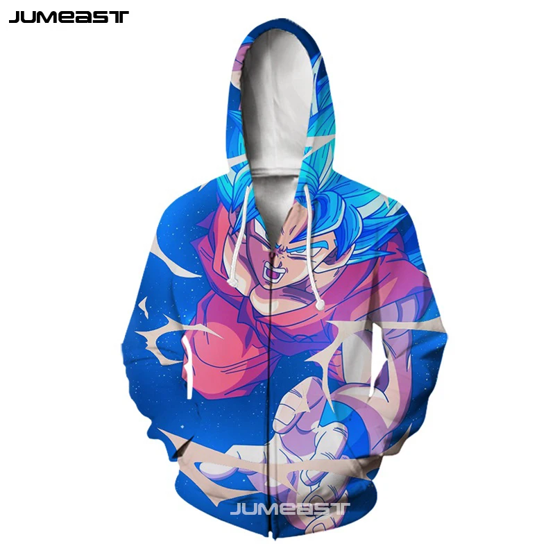 Jumeast Super Saiya мужские/женские толстовки на молнии с 3D принтом мультяшный Жемчуг