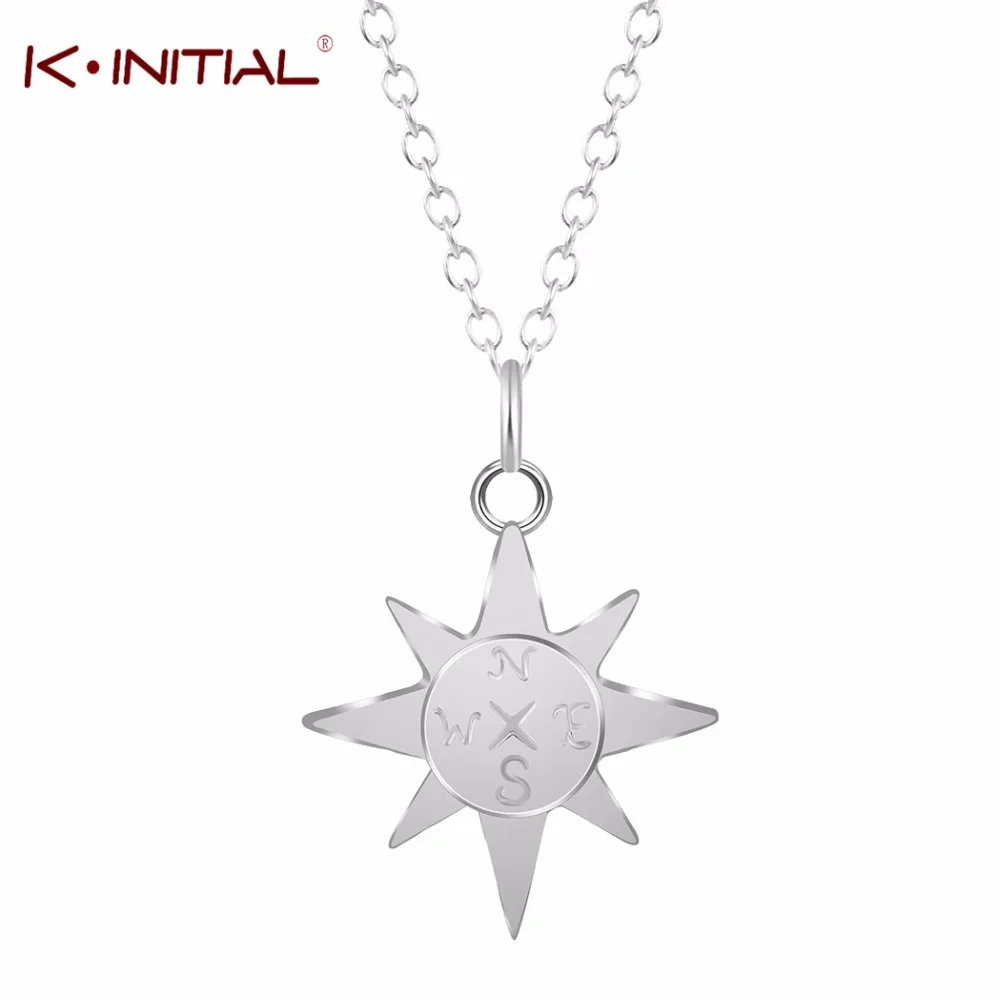 Kinitial 10 шт. Северное ожерелье с дизайном Компас и кулоны Позолоченное серебряное