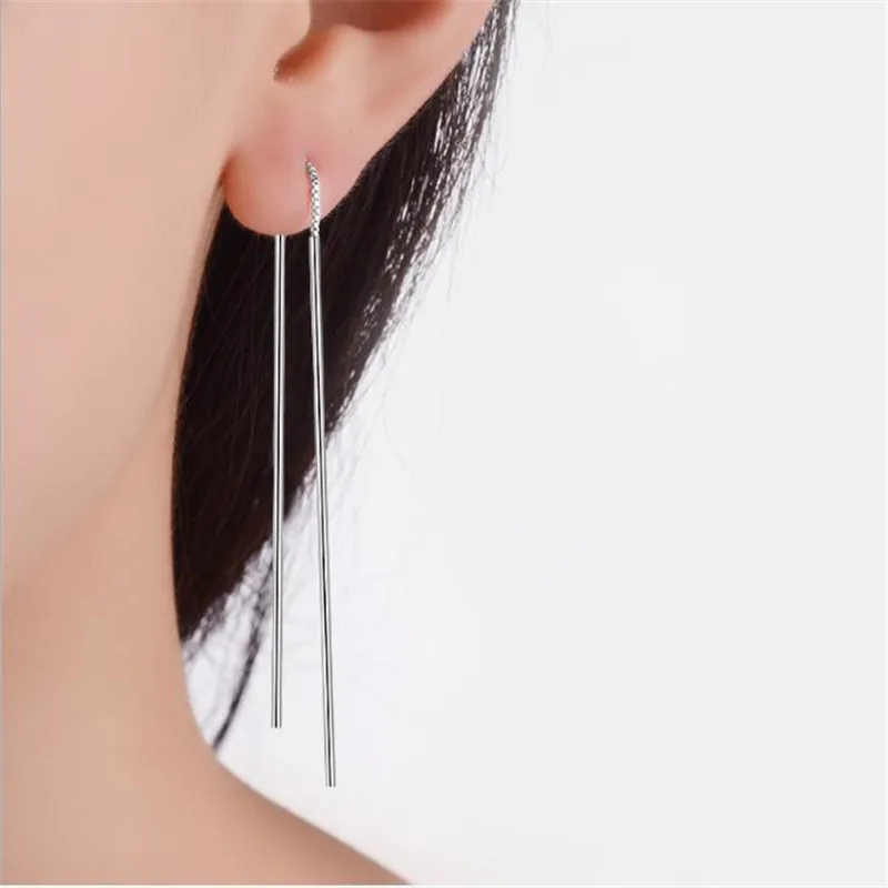 New Popular Simple Fashion Jewelry 925 Sterling Silver Personality Tide Long Tassel Female Exquisite Dangle Earrings E277 | Украшения и