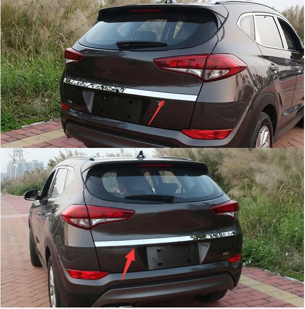 

FIT FOR HYUNDAI TUCSON TL 2016 2017 CHROME REAR TRUNK LID COVER TAILGATE TRIM BACK BOOT DOOR HANDLE MOLDING CAR STYLING GARNISH