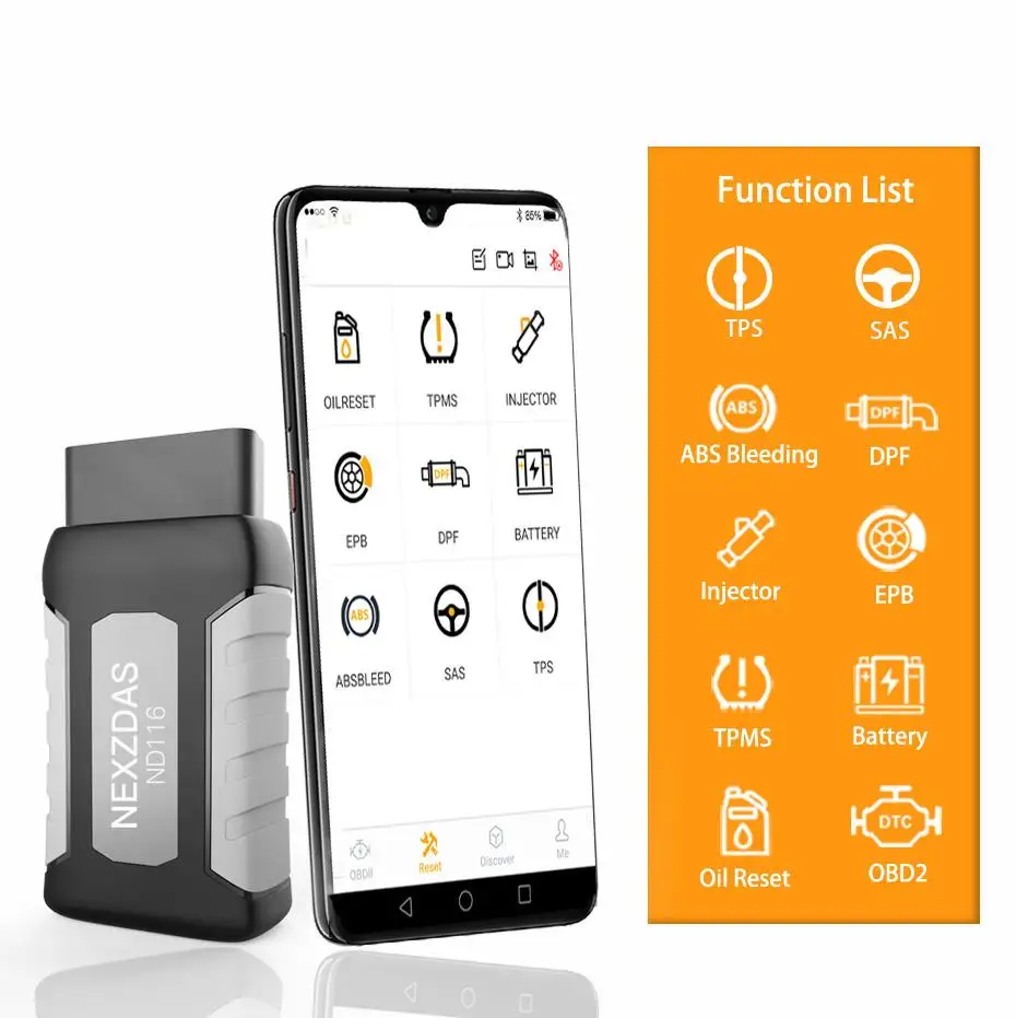 HUMZOR ND116 OBD2 сканер ABS TPS SAS EPB DPF инжектор Сброс системы контроля срока службы масла