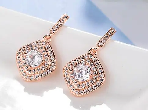 Подлинные настоящие 925 пробы серебряные Винтажные серьги-гвоздики Allure, женские свадебные ювелирные изделия, Femme Brincos - Окраска металла: ROSE GOLD