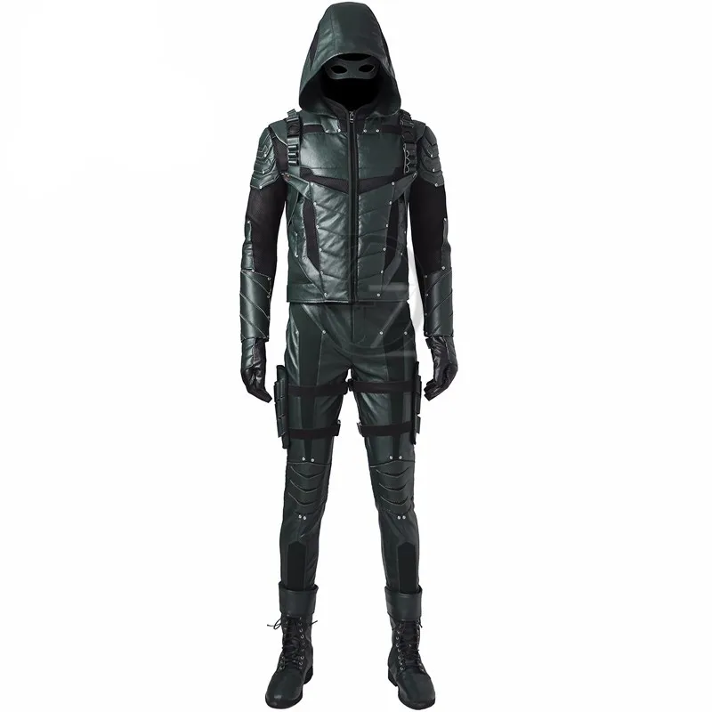 Зеленая Стрела сезон 5 Косплэй костюм супергероя Oliver Queen кожаный для взрослых