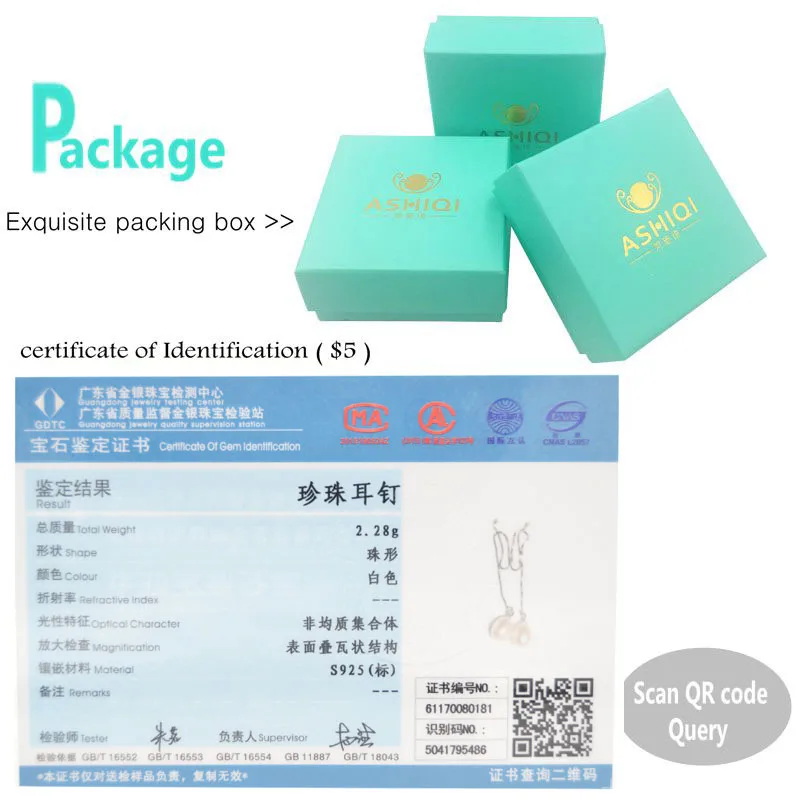 Женские серьги с натуральным жемчугом ASHIQI двойные из натурального пресноводного