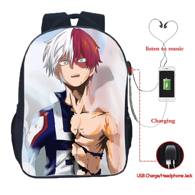 12 Boku No Hero Academy USB зарядный рюкзак для студентов, мальчиков и девочек, сумки, модный школьный рюкзак для подростков, повседневный рюкзак - Цвет: 12