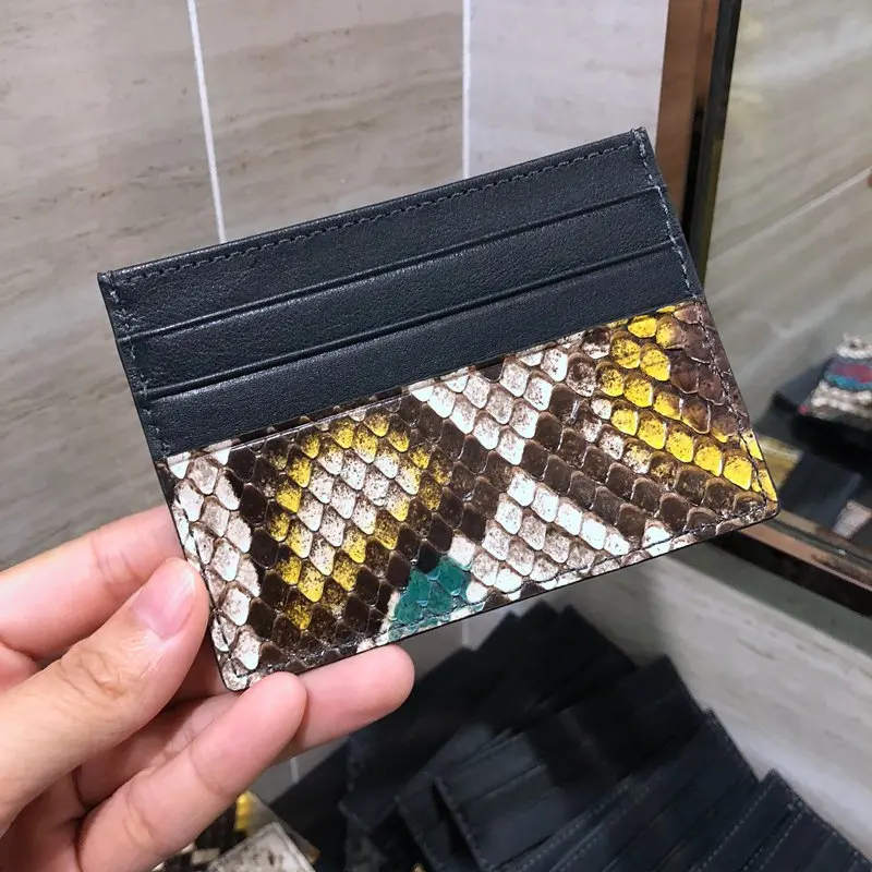Card Holder CAJIFUCO ультратонкий из натуральной кожи питона Porte Carte змеиной кожи кредитный держатель для карт - Цвет: Card Holder