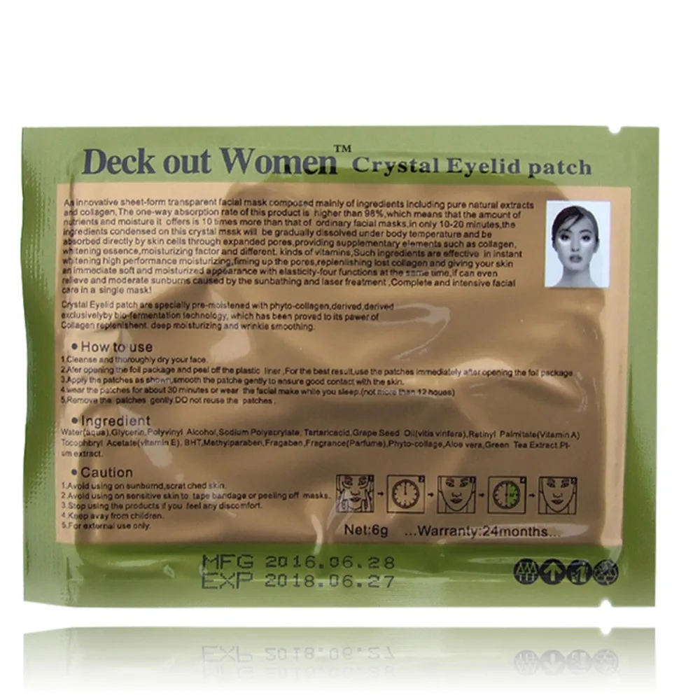 

10packs Women Crystal Eyelid Patch Anti-Wrinkle Whitening Remove Dark Circle Puffiness Ageless Collagen Eye Mask Eye Skin Care