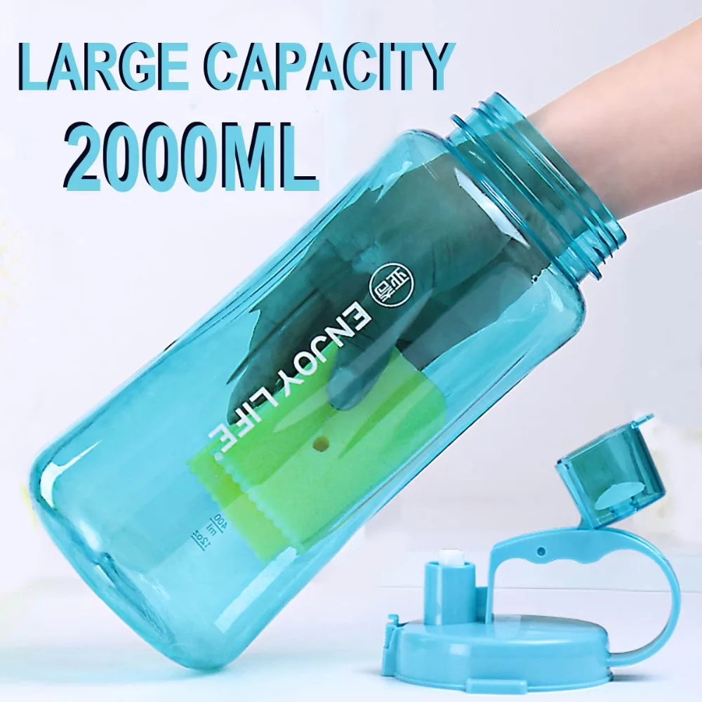 Большая емкость enjoy life1000ml/2000ml герметичный дизайн спортивная пластиковая бутылка