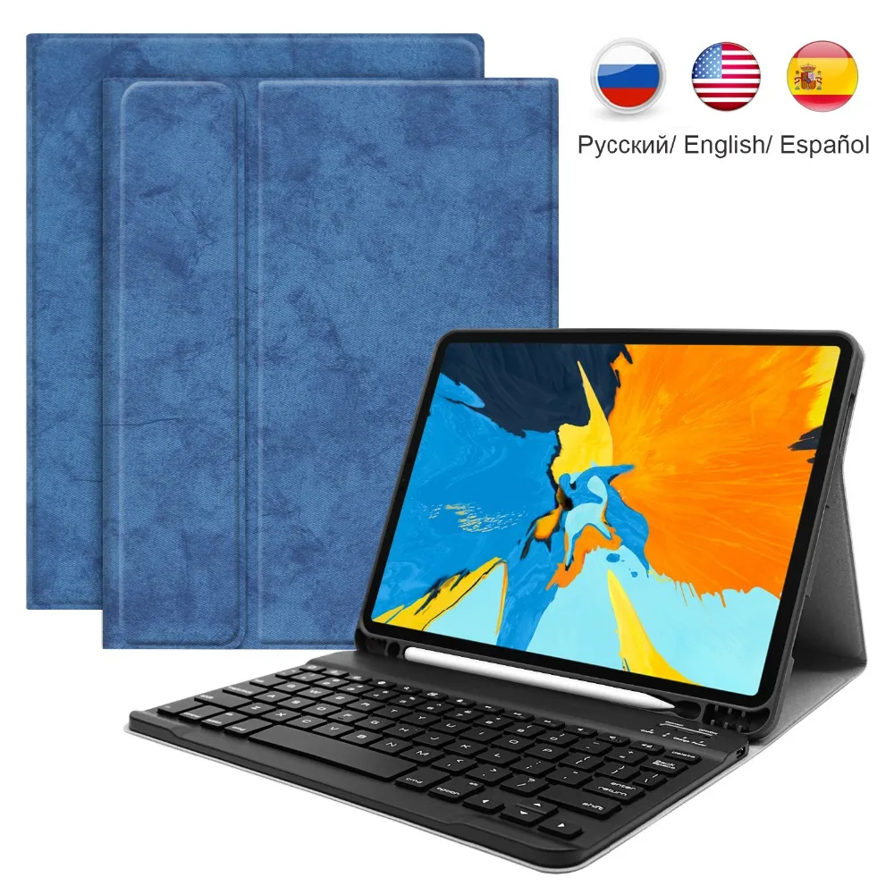 Мини Беспроводная клавиатура Bluetooth Русская испанская магнитная PU