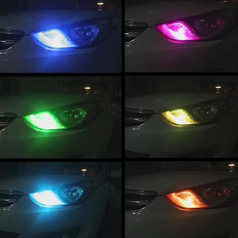 2 шт. T10 RGB W5W Светодиодные Габаритные фонари для автомобиля SMD с пультом