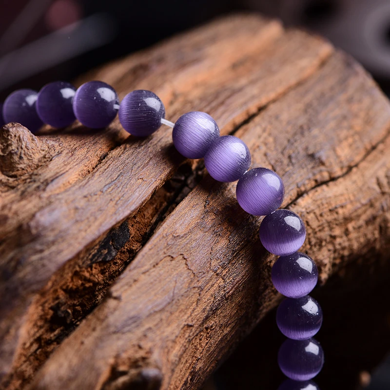 RONGQING гладкие натуральные темно фиолетовые опаловые бусины кошачий глаз каменные